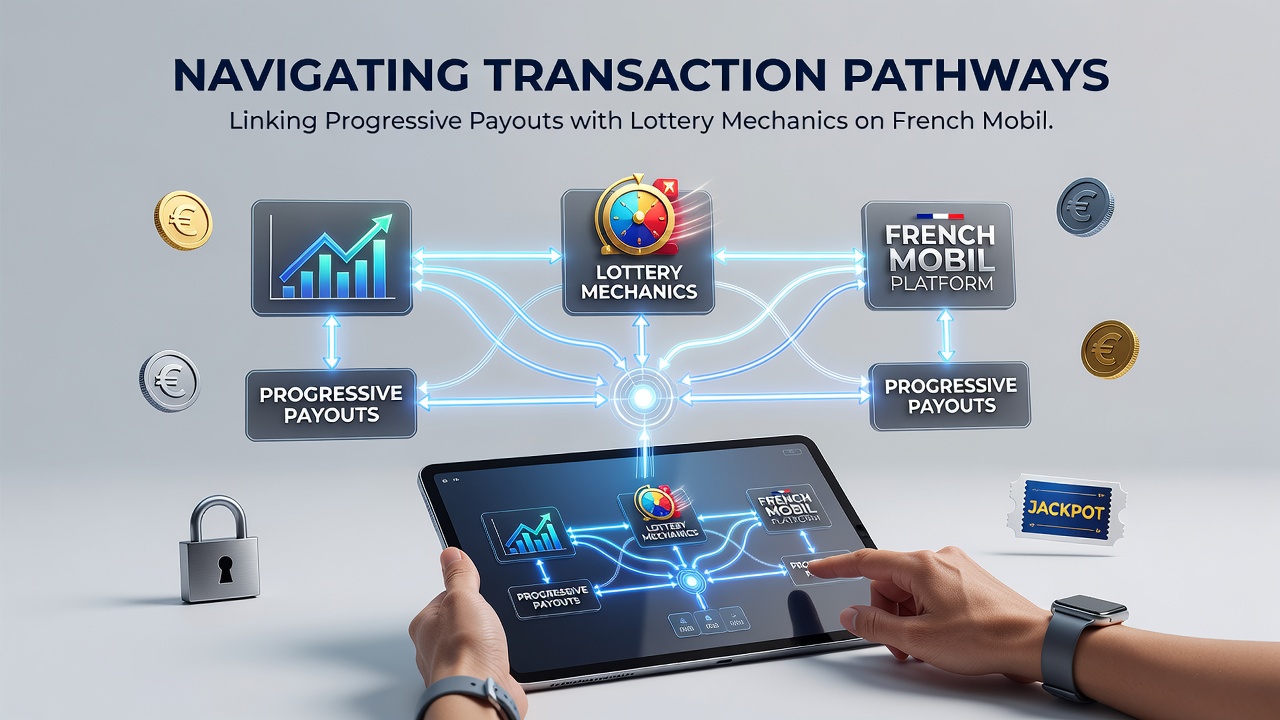 Diagram showing mobile payment flows and progressive jackpot accumulation in French lottery systems